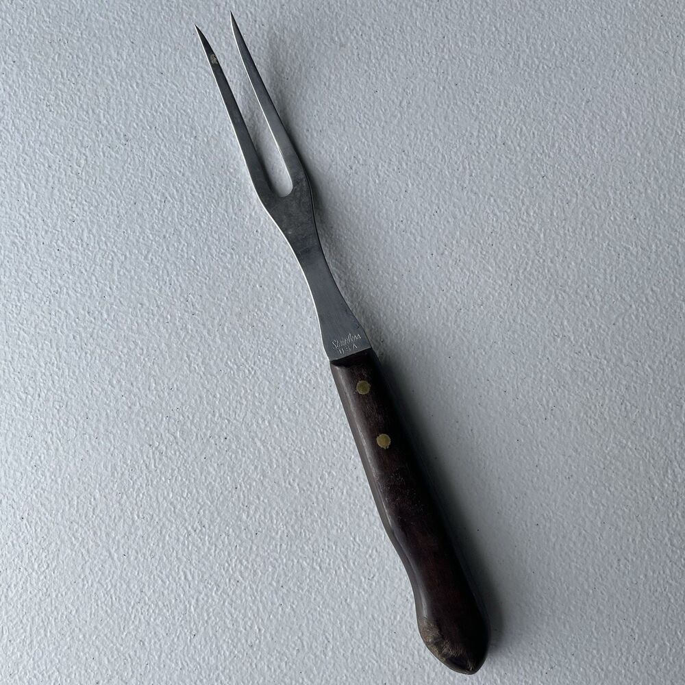 Vintage Carving Fork Made in USA Stainless Steel 9" Kitchen Utensil Kitchenware